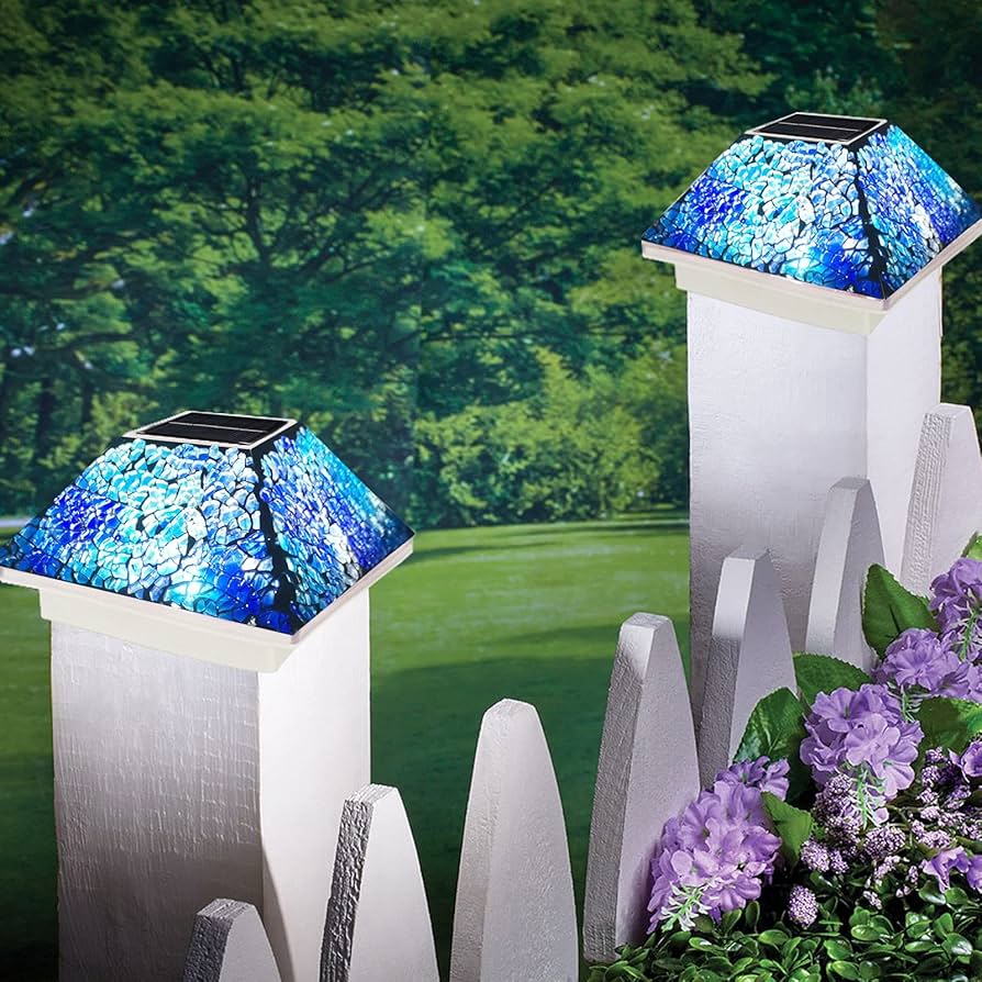 2PK Mosaic Solar Post Cap Lights Outdoor for 4x4, 3.5x3.5